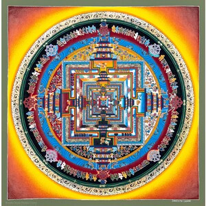 Kalachakra Mandala  Zen Buddhist Artwork | Wall Hanging Meditation Canvas Art B09033
