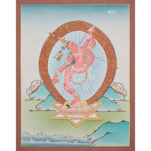 Dancing Vajrayogini Thangka Painting - Red Dakini Bliss Deity, Meditation & Spiritual Practice, Unique Buddhist Gift  A99810
