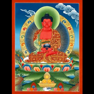 Amitabha Buddha Thangka: Handmade Tibetan Art with 24K Gold