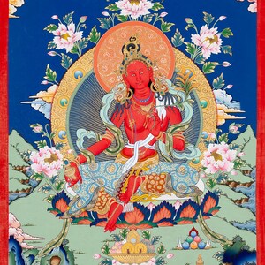 Tangka Red Red Tara Thangka: Hand-painted Tibetan Buddhist Art, 61x46cm - Etsy