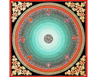Zen Mantra Mandala: Art for Mindfulness and Meditation | Hand-Made | Beautifully-Painted | Tibetan Art-Work | Wall-Decor -B02979