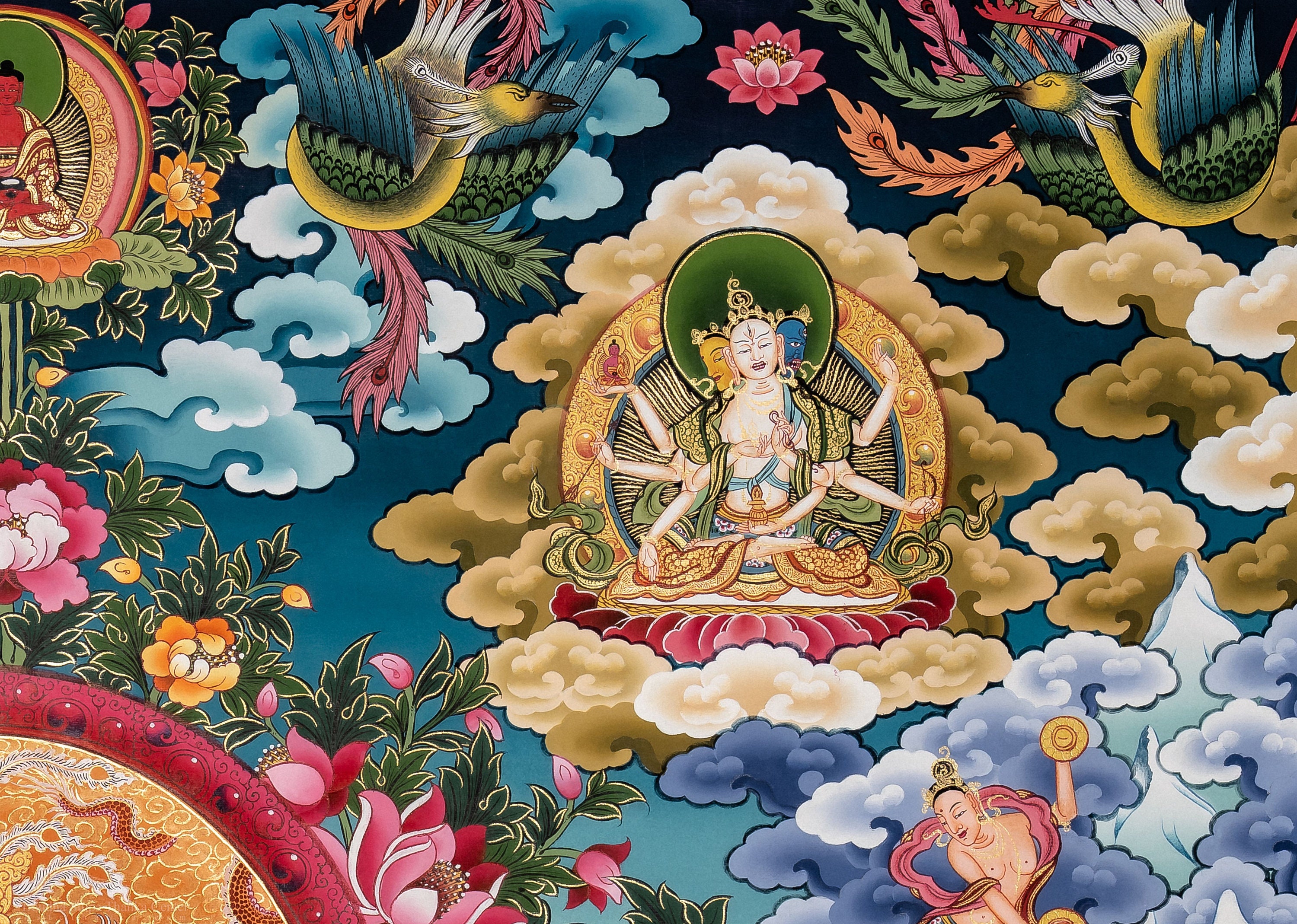 タンカ傑作：緑多羅菩薩、迅速な救世主と守護者、精神的な仏教