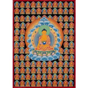 108 Buddha Thangka Painting: Hand-Painted Tibetan Art on Cotton Canvas