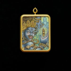 Vajrapani Handmade Thangka Pendant – Sacred Amulet for Power and Protection-B13111