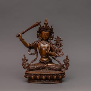 Handcrafted Manjushree Statue – Tibetan Deity of Insight, Knowledge, and Enlightenment | Buddhist Art | Manjushree Figurine-U00074
