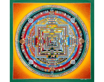 Kalachakra Mandala Thangka |Tibetan Art | Wheel of Time for Meditation, Protection & Spiritual Awakening-B13964