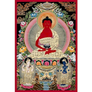 Hand-Painted Amitabha Buddha Thangka: Tibetan Meditation Art