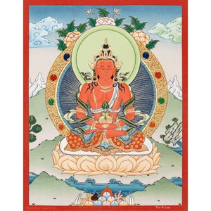 Amitayus Buddha Thangka Painting: Handmade Tibetan Religious Art