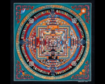 Kalachakra Mandala Thangka: 24K Gold, Baumwollleinwand, Meditationskunst