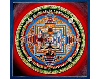 Pintura Thangka Mandala Kalachakra hecha a mano, arte en lienzo de oro de 24 quilates, decoración para meditación budista