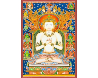 Sacred Vairocana Buddha Newari Style Thangka – Illuminating Wisdom and Enlightenment | Hand-Made | Authentic | Original | Wall-Decor -A95203