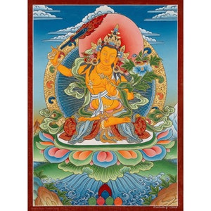 Hand-painted Manjushree Thangka Painting | Original | Tibetan Painting | Wall-Decorations | Spiritual Art -B05774