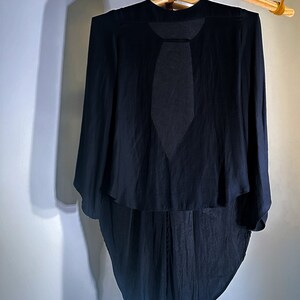 Black Silk Open Back Dramatic Evening Cocktail Party Special Event Blouse