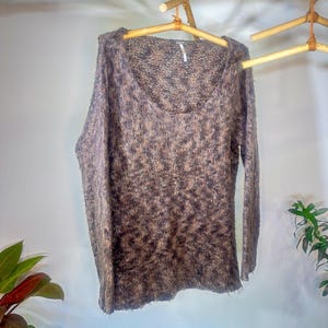 Free People Knit Sweater - Brown Marble Boho Oversized Top (US Women's Medium) image 1