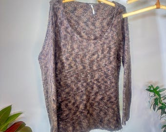 Suéter de punto Free People - Top bohemio extragrande de mármol marrón (talla mediana para mujer de EE. UU.)