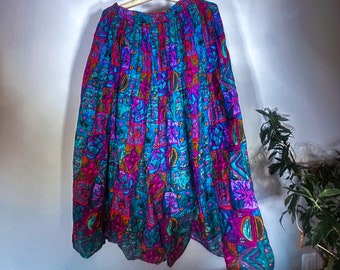 Vintage Abstract Funky Printed Maxi Skirt