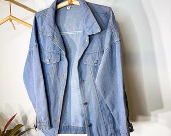 Chaqueta vaquera vintage de lavado claro / Chaqueta vaquera clásica con botones / Corte holgado Talla XL
