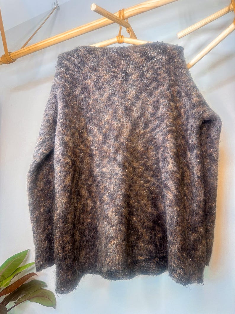Free People Knit Sweater - Brown Marble Boho Oversized Top (US Women's Medium) image 7