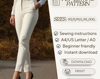 Elegant Wool Pants Sew-Along | PDF Pattern for Tailored Trousers - All Sizes!