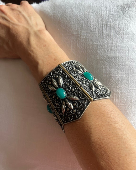 Rare wide cuff bracelet beautifully handcrafted d… - image 1