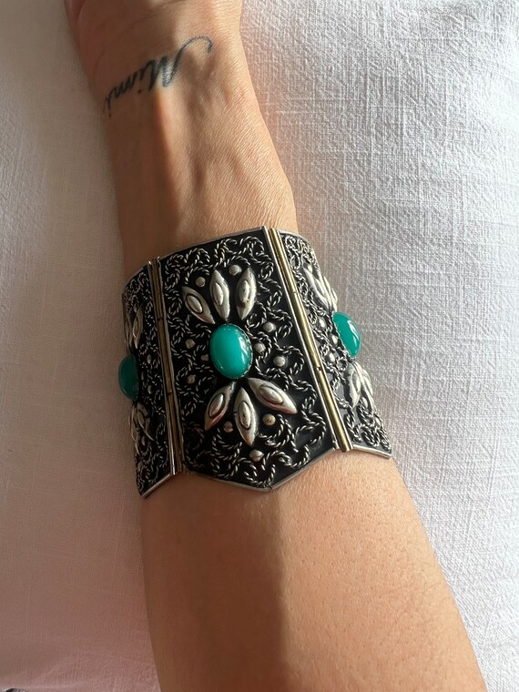 Rare wide cuff bracelet beautifully handcrafted d… - image 3