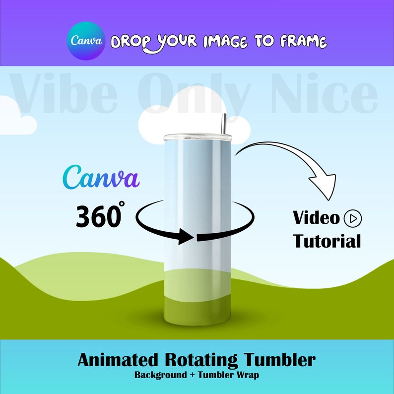 animated rotating 20oz tumbler frame templete. canva mockup. easy use. creating ads for your store. zdjęcie 1