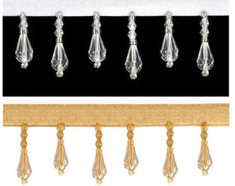 à partir de 1 mètre de ruban de corail de luxe, bordure de perles de 3,5 cm de large, vendu au mètre, bordure décorative en diamant (DE)