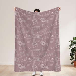 travel blanket with name lightweight blanket for airplane throw for travel lover gift personalized gift for him or her frequent flyer throw