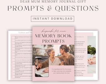Dear Mum journal prompt digital download question for blank notebook memory book for mum birthday guide on custom book gift for mothers day