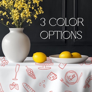Hand drawn illustration tablecloth for housewarming gift Dinner Party Table Cloth Italian summer theme table cloth gift for new home owner