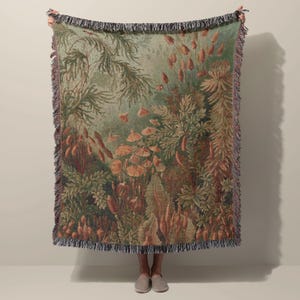 botanical woven blanket throw rug home decor birthday gift for mom housewarming gift vintage botanical wall tapestry nature lover gift