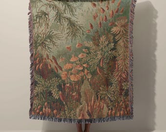 botanical woven blanket throw rug home decor birthday gift for mom housewarming gift vintage botanical wall tapestry nature lover gift