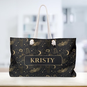 fantasy weekender bag personalized bag for book worm bookish gift for book lover celestial custom bag  for travel lover overnight bag