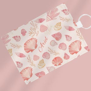 Personalized bag tag seashell card holder in soft pink tag for school bag travel accessories beachy Luggage Tag cute tag for girl school bag