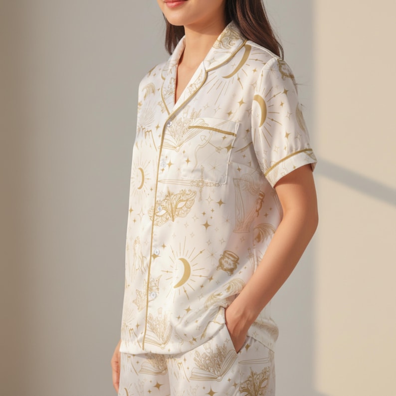 Fantasy Summer pajama set for book lover gift celestial Pjs for bookworm pj set for women satin pajama set for romantasy fans dreamland pjs image 11