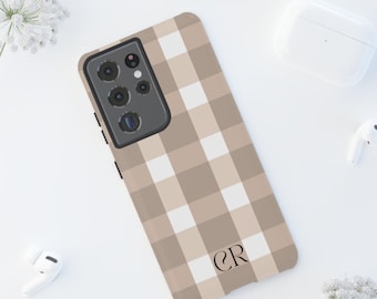 Samsung-hoesje met gingham-ruit: preppy geruit, aangepast monogram