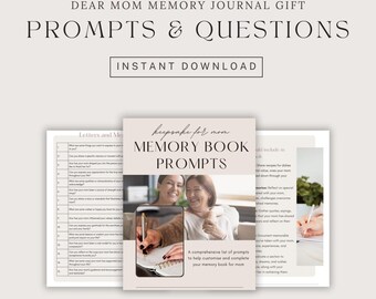 keepsake journal for mom DIY gift idea for mom prompts and questions for mom from daughter custom book for mom and me memory journal digital