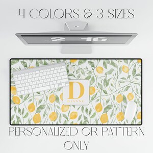 Personalized Lemon Desk Mat: Cottagecore Home Office Decor