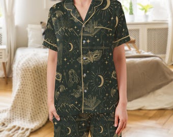 Fantasy Summer pajama set for book lover gift celestial Pjs for bookworm pj set for women satin pajama set for romantasy fans dreamland pjs