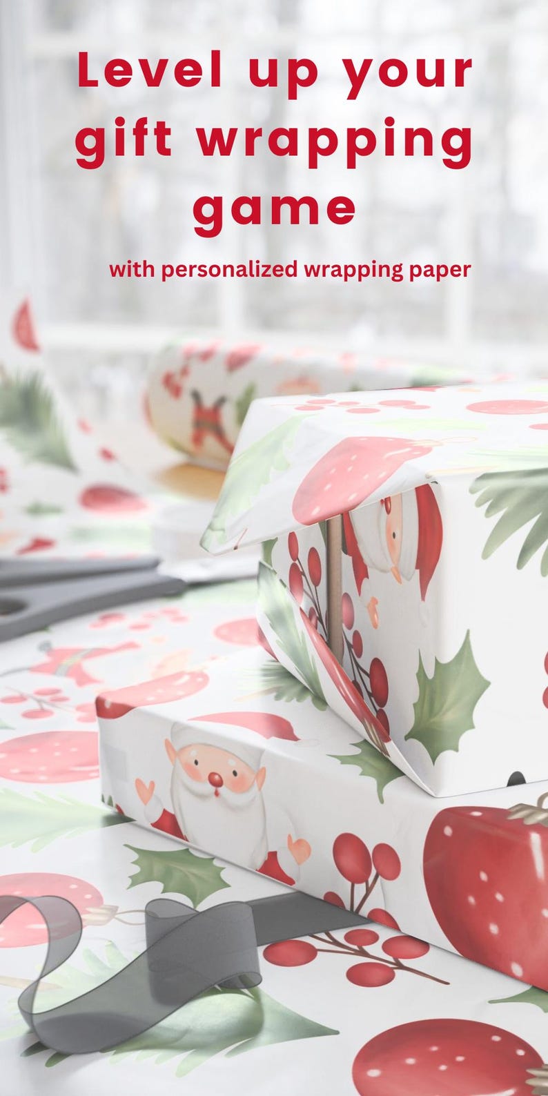 Personalized Christmas Wrapping Paper With Name Custom Gift Wrap for