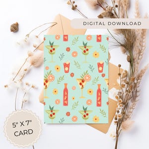 Cocktail stampabile card per festeggiamenti digital download card per qualsiasi occasione divertente card download immediato party biglietto di ringraziamento per compleanno