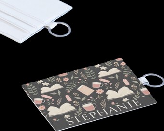 tas tag voor boekenliefhebber cadeau gepersonaliseerde bloemen boek tag voor meisje bijpassende boek rugzak kaarthouder cadeau voor tween reader school tag custom