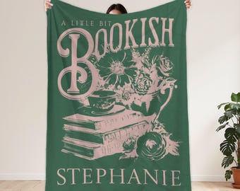 Book blanket with name book lover gift personalized reading blanket velveteen throw for reading nook decor bookish blanket gift for bookworm