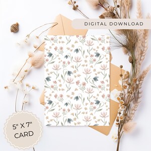 Blumen druckbare Grußkarte digitaler Download Karte für jeden Anlass Blankokarte Sofort-Download Blumenkarte für Baby Mädchen Geburtstagskarte
