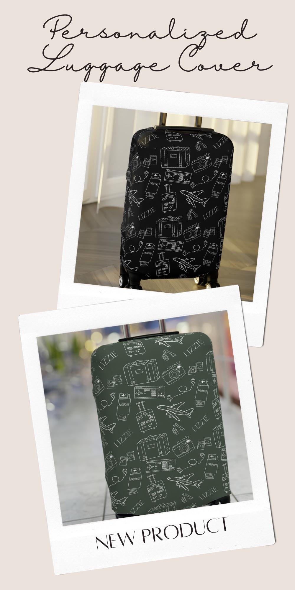 Luggage Cover Pattern Personalized Luggage Cover Custom Suitcase Protector Travel Pattern ...