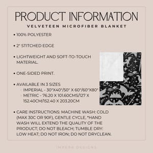 May include: A black and white microfiber blanket with a print of dragons, swords, and books. The blanket is available in three sizes: 30" x 40", 50" x 60", and 60" x 80".