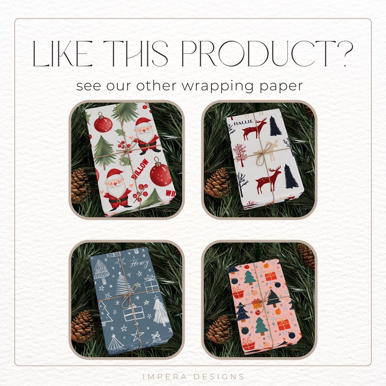 Personalized Christmas Wrapping Paper With Name Custom Gift Wrap for
