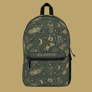 Fantasy backpack for book lover personalized romantasy school bag celestial custom gift for reader celestial moon bookish aesthetic bag