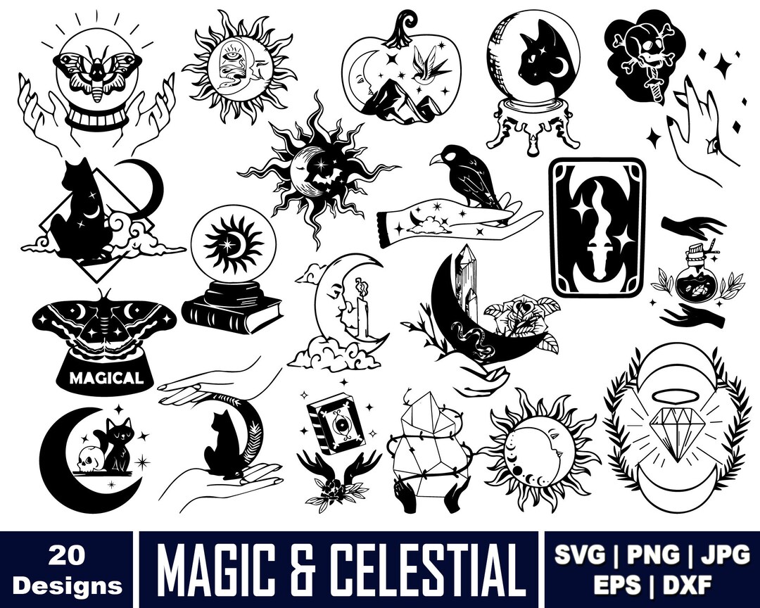 Mystical Designs SVG, Mystic Moon SVG, Celestial Magic SVG, Mystic Cat ...