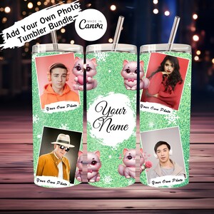 Liebe dein eigenes Foto grün glitter Geschenke für Liebhaber Valentinstag, Geburtstag, Jubiläum von Tumbler 3D desing PNG & JPG made in canva